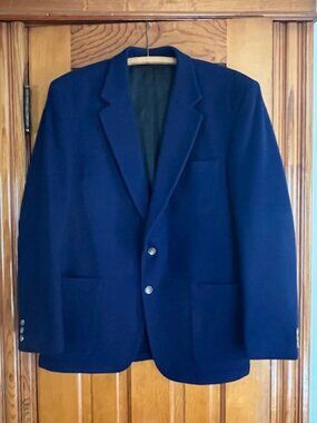 VINTAGE Robert Stock Navy 2-Button Wool Blazer Suit Men's 42R